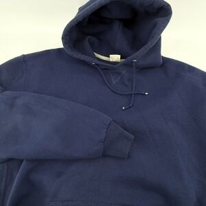 Russell Athletic Hoodie Mens XXL Pullover Sweatshirt Kangaroo Pocket Heavy Blue